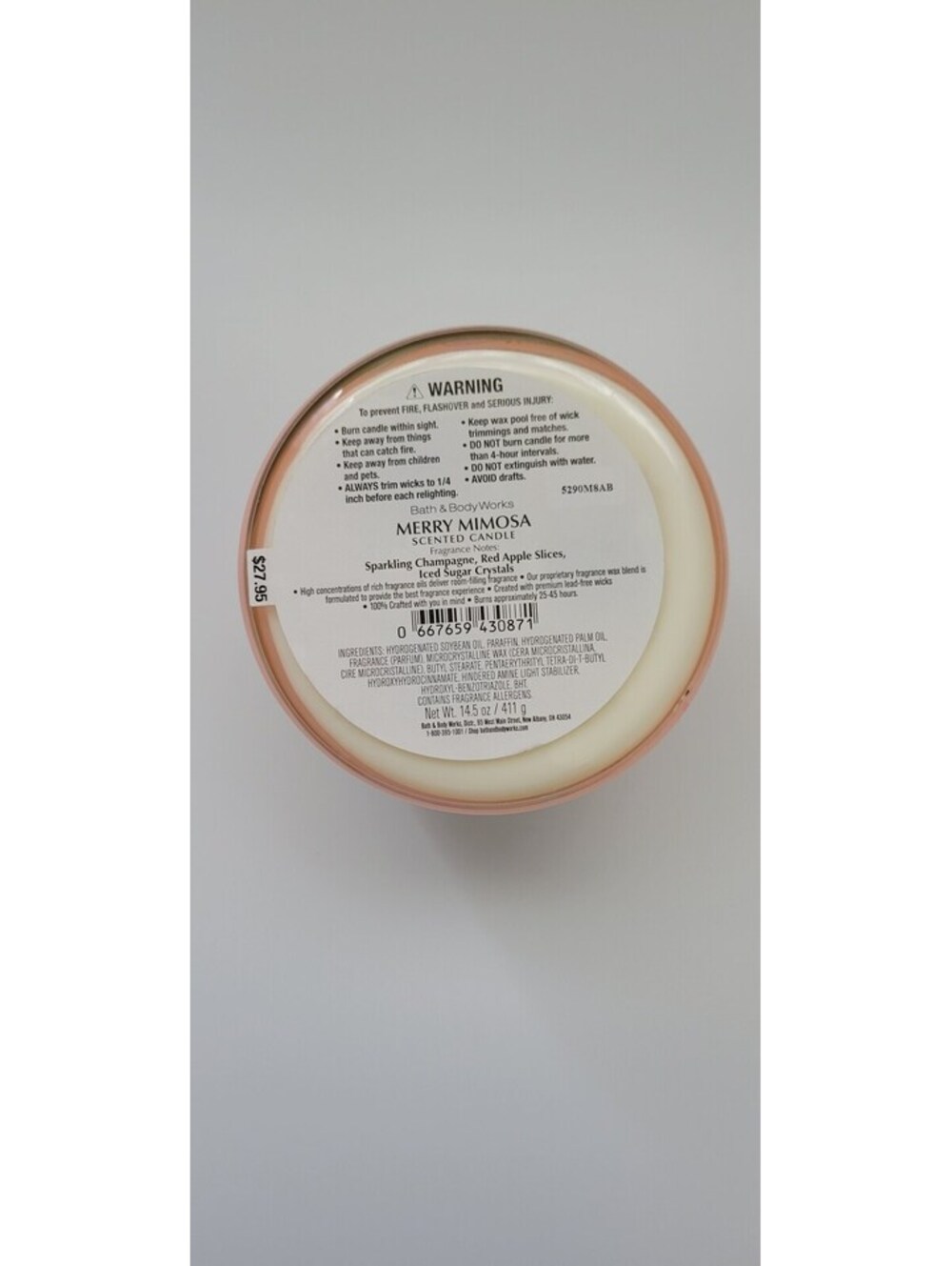 Bath & Body Works Merry Mimosa Scented Candle 14.5 oz - Picture 2 of 5